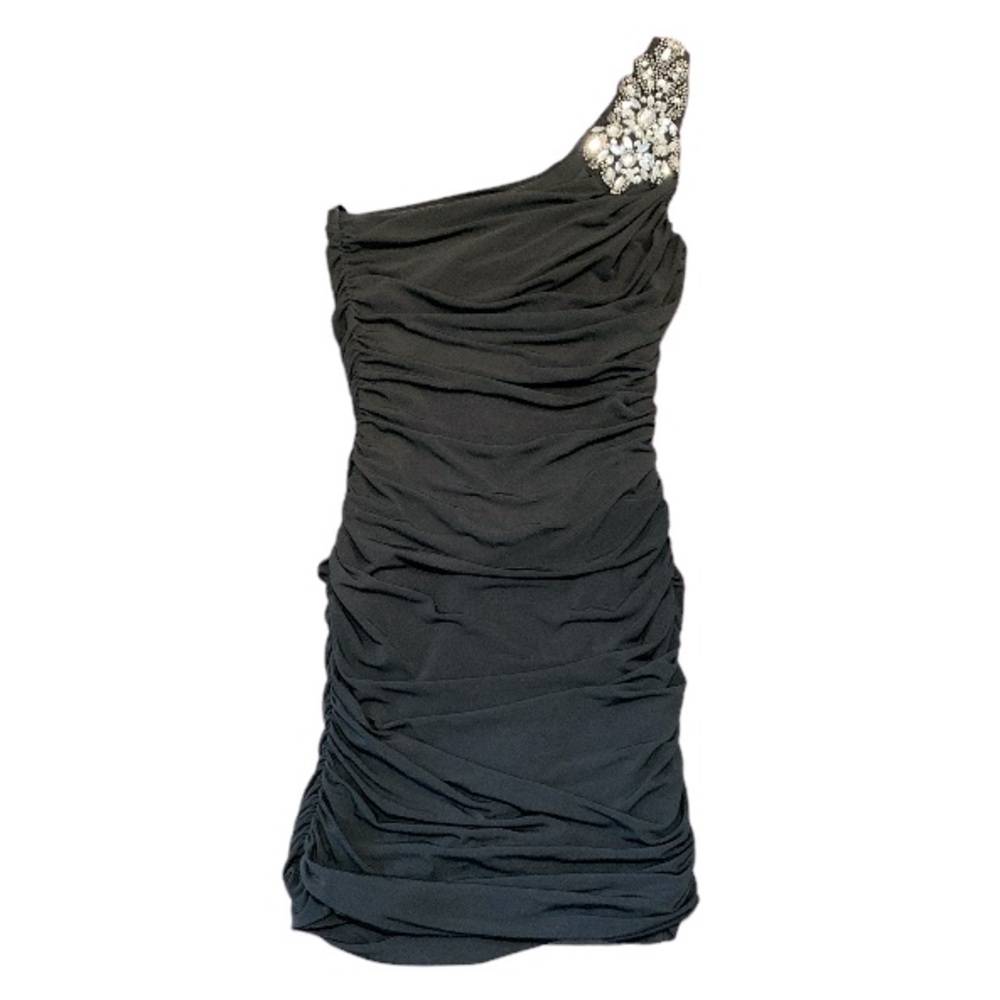 CITY TRIANGLES Women’s Black One Shoulder Rhinestone Formal Hoco Dress Small